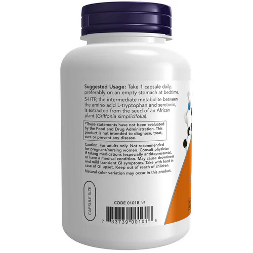 Now Foods, 5-HTP, 50 Mg, 180 Veg Caps - Image 3