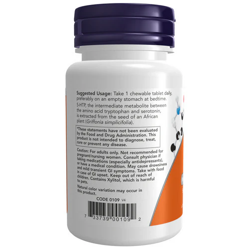 Now Foods, 5-HTP, 100 mg, 90 Chewables - Image 3