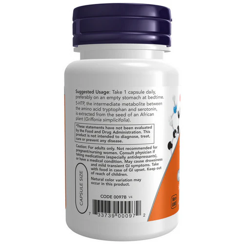 Now Foods, 5-HTP, 50 mg, 30 Caps - Image 3