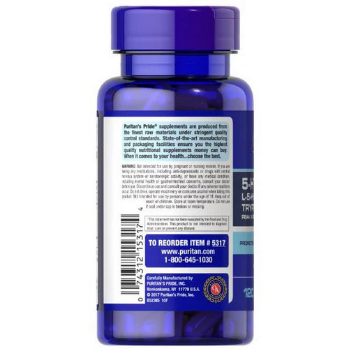 Puritan's Pride, 5-HTP 100 (Griffonia Simplicifolia), 100 mg, 120 Capsules - Image 3