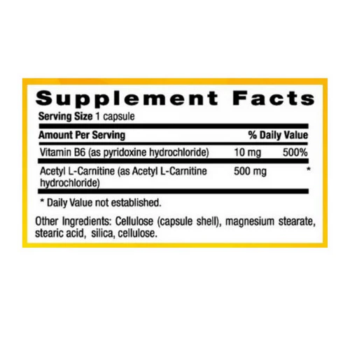 Country Life, Acetyl L-carnitine, 500 mg, 120 Caps - Image 2