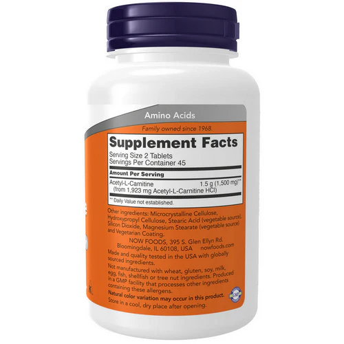 Now Foods, Acetyl-L Carnitine, 750 mg, 90 Tabs - Image 2