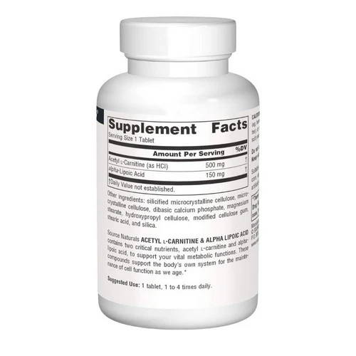 Source Naturals, Acetyl L-Carnitine And Alpha-Lipoic Acid, 650 Mg, 30 Tabs - Image 2