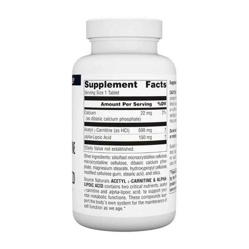 Source Naturals, Acetyl L-Carnitine And Alpha-Lipoic Acid, 650 Mg, 120 Tabs - Image 2