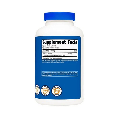 Nutricost, Acetyl L-Carnitine Capsules, 500 Mg, 180 Count - Image 2