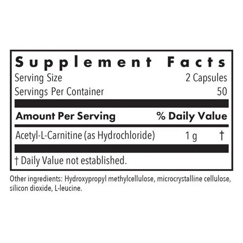 Nutricology/ Allergy Research Group, Acetyl-L-Carnitine, 500 Mg, 100 Veg Caps - Image 2