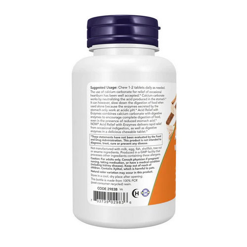 Now Foods, Acid Relief with Enzymes, 60 chewables - Image 3