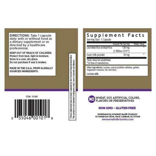 Windmill Health, Acidophilus with Pectin, 100 Caps - Image 2