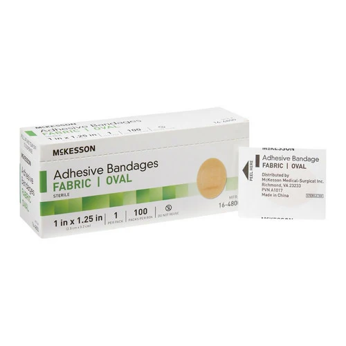 McKesson, Adhesive Strip 1 X 1-1/4 Inch Fabric Oval Tan Sterile 16-4800, Case Of 24