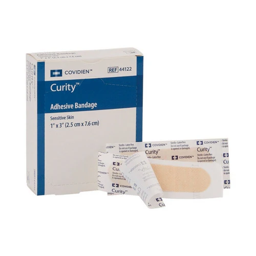 Cardinal, Adhesive Strip CuritySensitive Skin 1 X 3 Inch Plastic Rectangle Tan Sterile, Box Of 50
