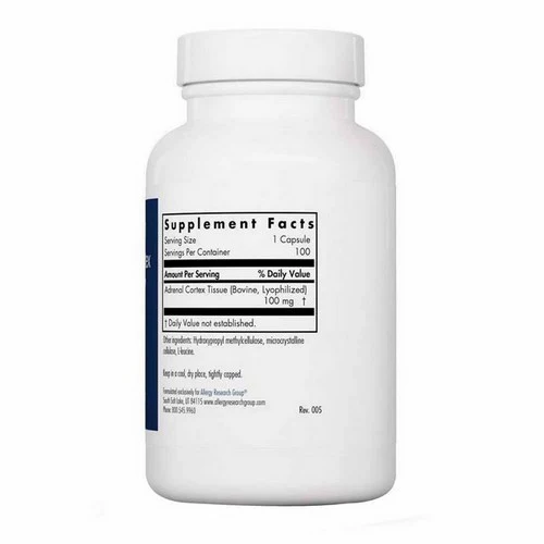 Nutricology/ Allergy Research Group, Adrenal Cortex Natural Glandular, 100 Veg Caps - Image 3