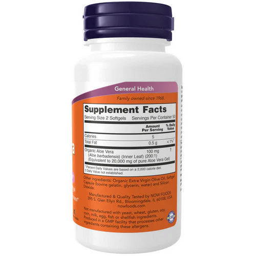 Now Foods, Aloe Vera, 10,000 mg, 100 Softgels - Image 2