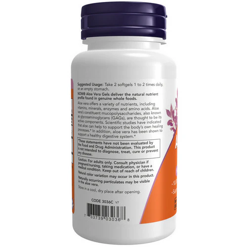 Now Foods, Aloe Vera, 10,000 mg, 100 Softgels - Image 3