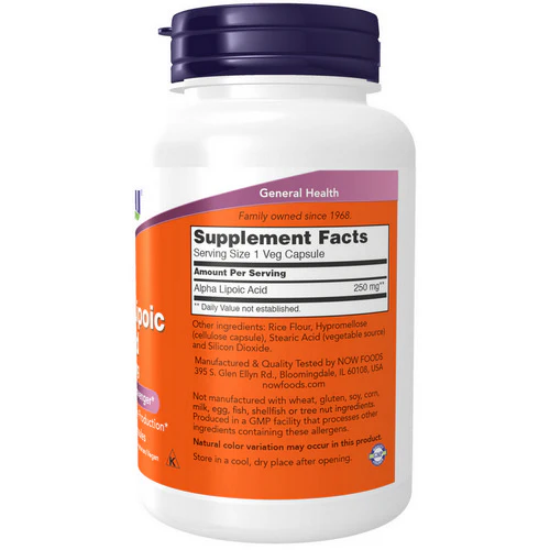 Now Foods, ALPHA LIPOIC ACID, 250 mg, 120 Caps - Image 2
