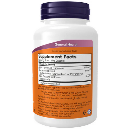 Now Foods, Alpha Lipoic Acid, 600 mg, 120 Vcaps - Image 2