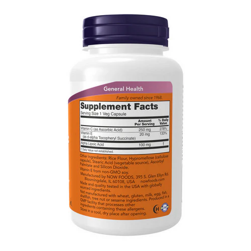 Now Foods, ALPHA LIPOIC ACID, 100 mg, 120 Veg Caps - Image 2