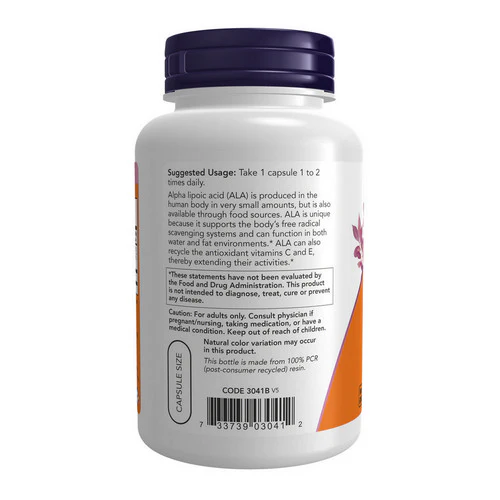 Now Foods, ALPHA LIPOIC ACID, 100 mg, 120 Veg Caps - Image 3