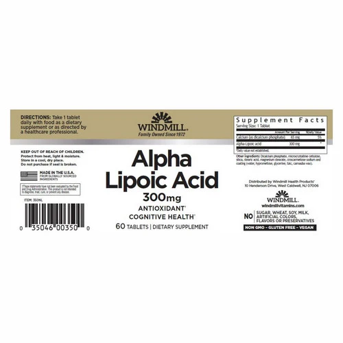 Windmill Health, Alpha Lipoic Acid, 300mg 60 Tabs - Image 2