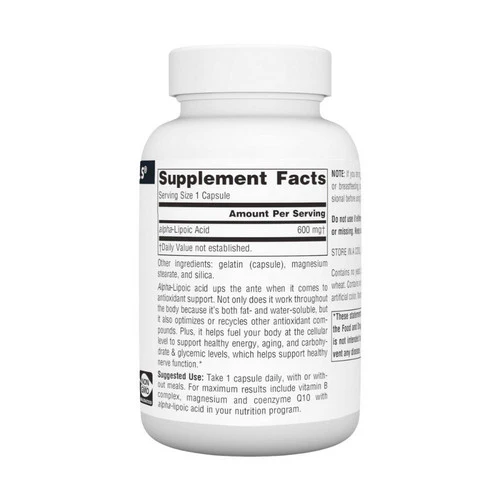 Source Naturals, Alpha Lipoic Acid, 600 MG, 60 caps - Image 2