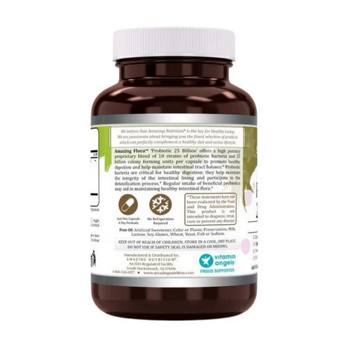 Amazing Nutrition, Amazing Flora Probiotic 10 Strains 25 Billion, 60 Veg Caps - Image 3