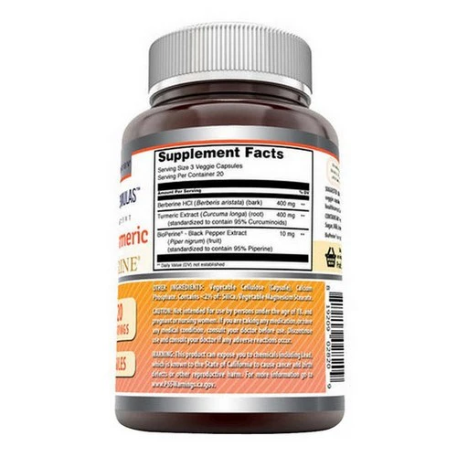 Amazing Nutrition, Amazing Formulas Berberine Turmeric And Bioperine, 800 Mg, 60 Veg Caps - Image 2