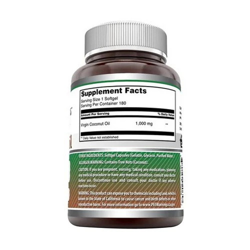 Amazing Nutrition, Amazing Formulas Coconut Oil, 1000 mg, 180 Softgels - Image 2