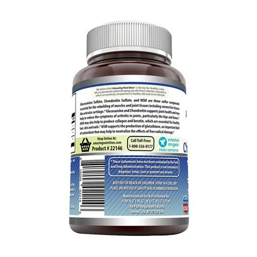Amazing Nutrition, Amazing Formulas Glucosamine + Chondroitin + MSM, 120 Caps - Image 3