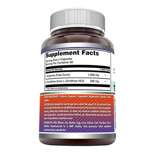Amazing Nutrition, Amazing Formulas L-Arginine/L-Ornithine, 1500 mg, 120 Caps - Image 2