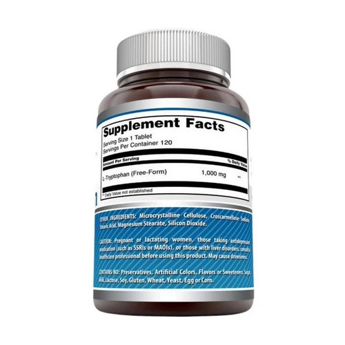 Amazing Nutrition, Amazing Formulas L-Tryptophan, 1000 mg, 120 Tabs - Image 2