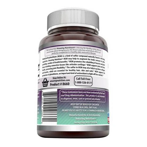 Amazing Nutrition, Amazing Formulas MSM, 1500 mg, 180 Tabs - Image 3