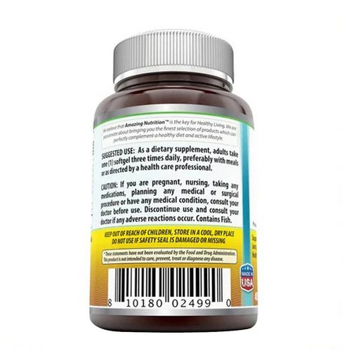 Amazing Nutrition, Amazing Omega Fish Oil, 1,000 mg, 400 Softgels - Image 3