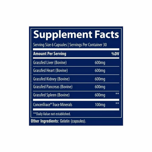 Trace Minerals, Ancestral Beef Organs Capsules Grass-Fed, 3000 mg, 180 Caps - Image 2
