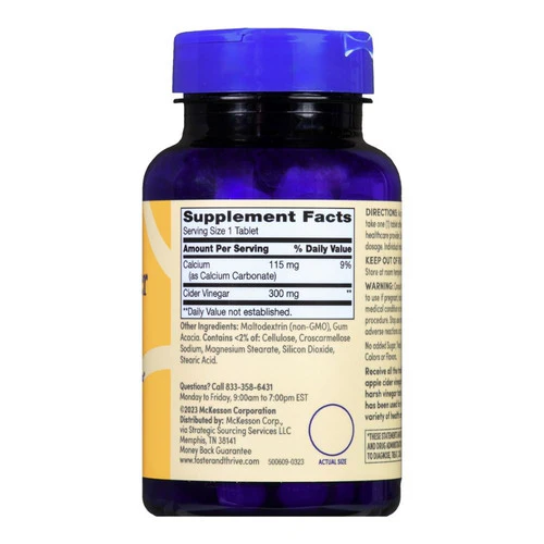 Foster And Thrive, Apple Cider Vinegar, 300 Mg, 200 Tabs - Image 3