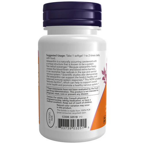 Now Foods, Astaxanthin, 4 mg, 60 Veg Softgels - Image 3