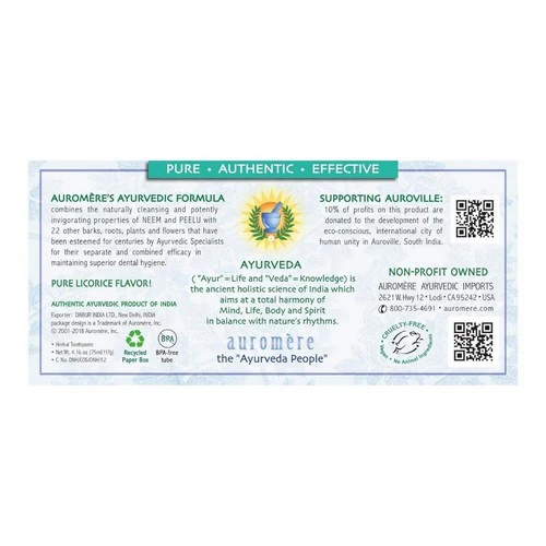 Auromere, Ayurvedic Herbal Toothpaste, Mint-Free 4.16 Fl Oz - Image 2