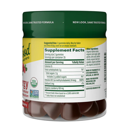 MegaFood, B12 Energy, Cranberry, 70 Gummies - Image 3