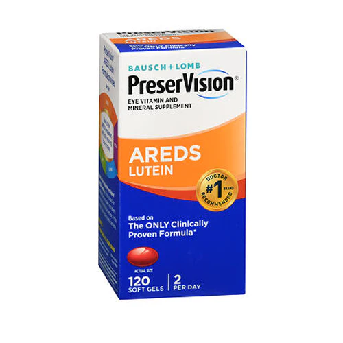 Bausch + Lomb, Bausch And Lomb Preservision Eye Vitamin And Mineral Supplements Lutein Softgels, Box Of 120