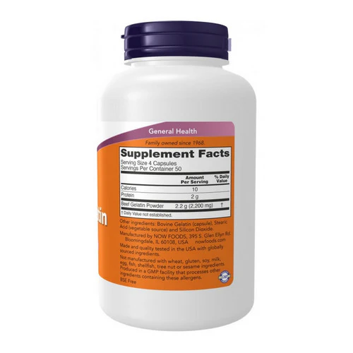 Now Foods, Beef Gelatin Hydrolyzed, 550 mg, 200 Caps - Image 2