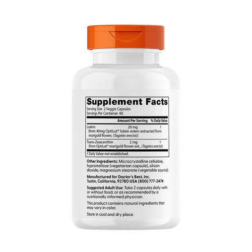 Doctors Best, Lutein, 10 mg, 120 vcaps - Image 2
