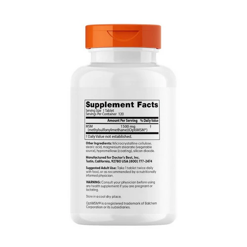 Doctors Best, MSM with OptiMSM, 1500 mg, 120 Tabs - Image 2