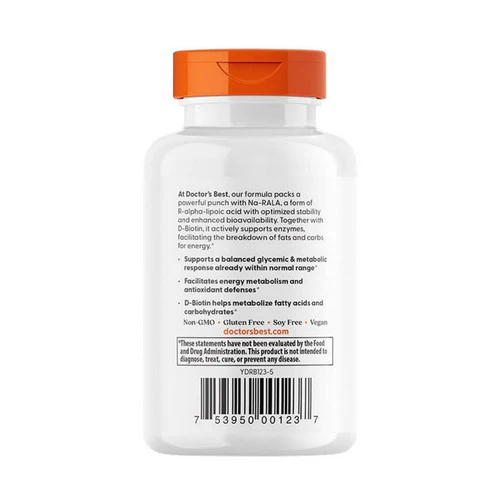 Doctors Best, Best Stabilized R- Lipoic Acid, 100 mg, 60 Veggie Caps - Image 3