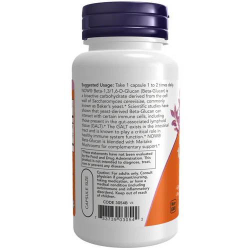 Now Foods, Beta 1-3/1-6- D -Glucan, 100 mg, 90 Veg Caps - Image 3