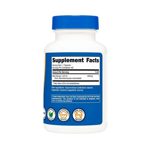 Nutricost, Beta Glucan 1 And 3 Capsules, 500 Mg, 60 Count - Image 2