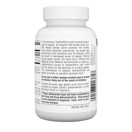 Source Naturals, Betaine Hcl, 90 Tabs - Image 3