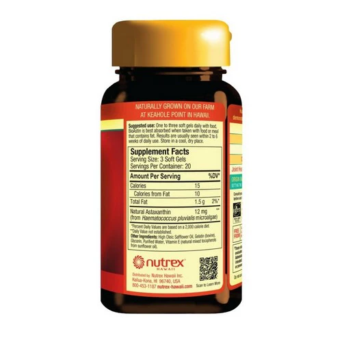 Nutrex Hawaii, BioAstin (Astaxanthin), 4 mg, 60 Caps - Image 2