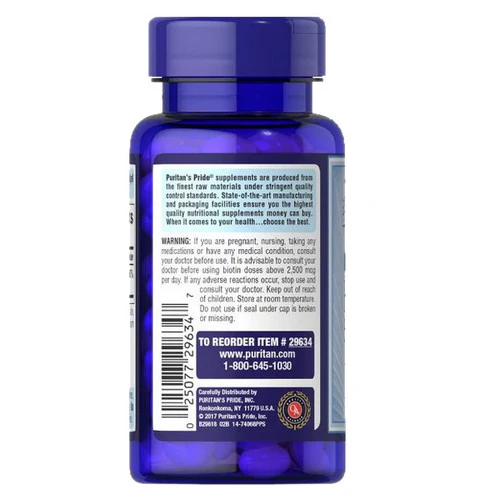 Puritan's Pride, Biotin, 5000 mcg, 60 Softgels - Image 3