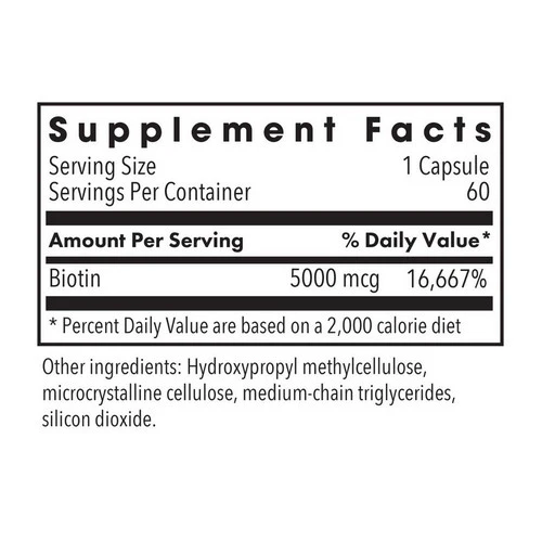 Nutricology/ Allergy Research Group, Biotin 5000 High Dose Biotin, 60 Veg Caps - Image 2
