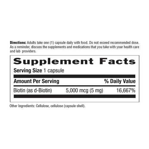 Country Life, Biotin High Potency Vegetarian, 5 MG, 120 Caps - Image 2