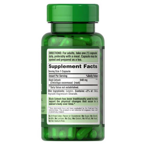 Puritan's Pride, Black Cohosh, 540 mg, 100 Capsules - Image 2