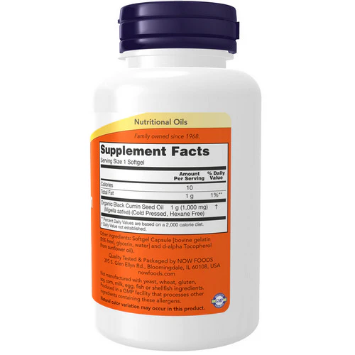 Now Foods, Black Cumin Seed Oil, 1000 Mg, 60 Softgels - Image 3